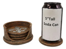 Rustic Western Tuscany Fleur De Lis Crown Coaster Holder & 4 Round Coasters Set