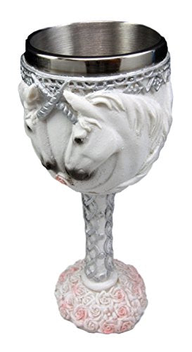 Ebros of Purity Unicorn Bridal Pair Wine Drink Goblet Chalice Cup 7.25"H