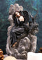 Ebros Gothic Dark Angel W/ Shadow Dragon On Waterfall Rocky Cliff Figurine 7.5" H