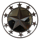24"D Western Lone Star With Mini Stars Metal Circle Wall Mirror Plaque Decor