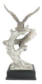 Large King Of The Skies Electroplated Silver Bald Eagles Taking Flight Statue