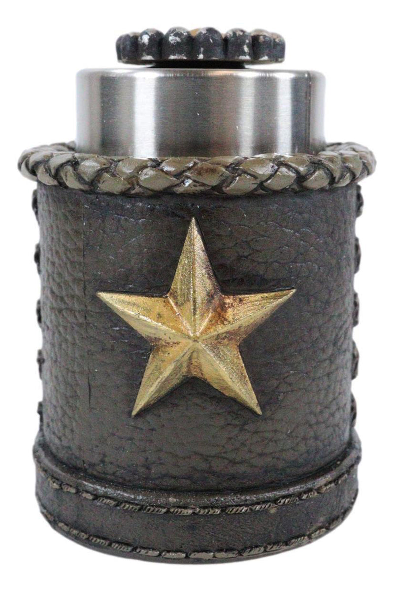 Rustic Lone Western Star Cowboy Sheriff Toothpick Holder With Spring Barrel