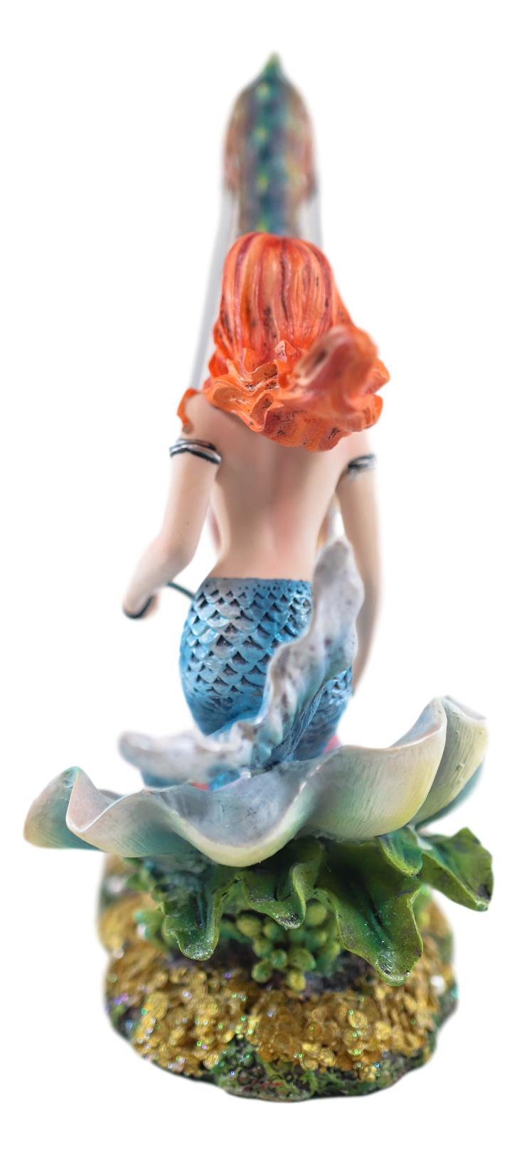 Ebros Nouveau Nautical Ocean Mermaid On Clam Riding Seahorse Chariot Statue 10"H - Ebros Gift