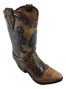 Western Black Bear Family With Pine Cones Cowboy Cowgirl Boot Vase Figurine