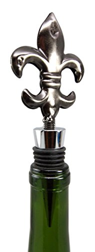 Ebros Gift Fleur De Lis Royal Emblem Kitchen Wine Bottle Topper Stopper Metal Rubber Cork Hosting Accessory