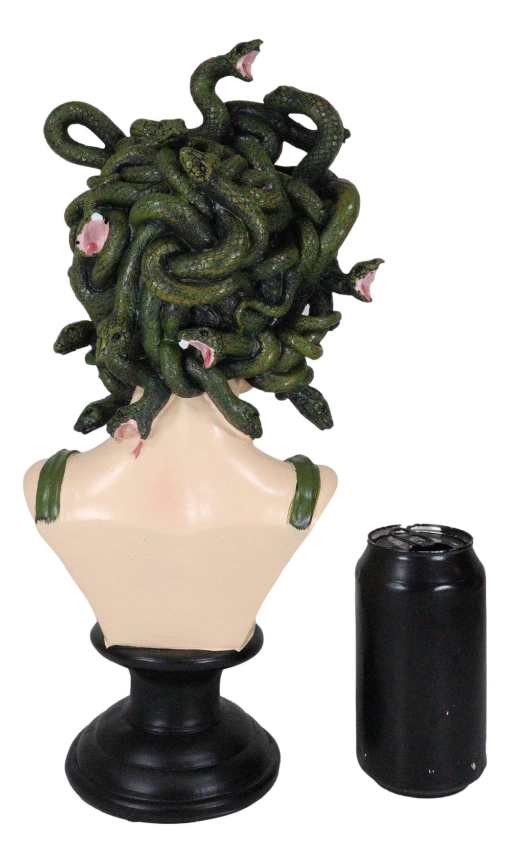 Greek Gorgon Sisters Goddess Medusa With Wild Snake Hair And LED Red Eyes Statue