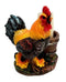 Country Farm Rooster With Wooden Pail Toothpick Holder Statue With Toothpicks