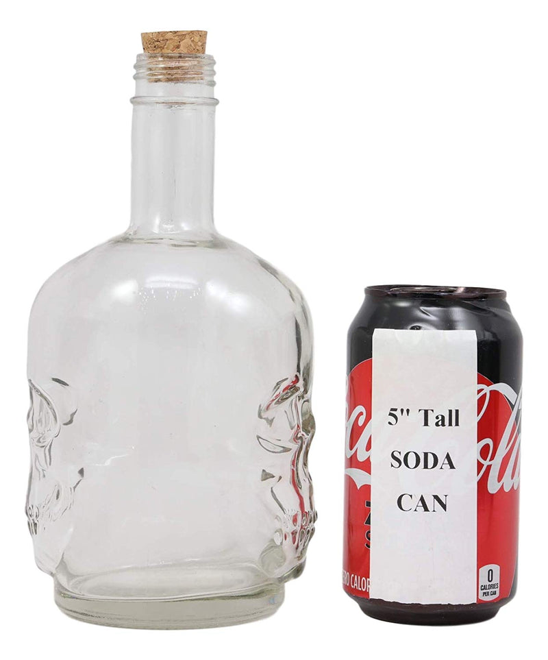 Ebros 30oz Skeleton Skull Liquor Glass Decanter Bottle With 2 Skulls Acrylic Shooters