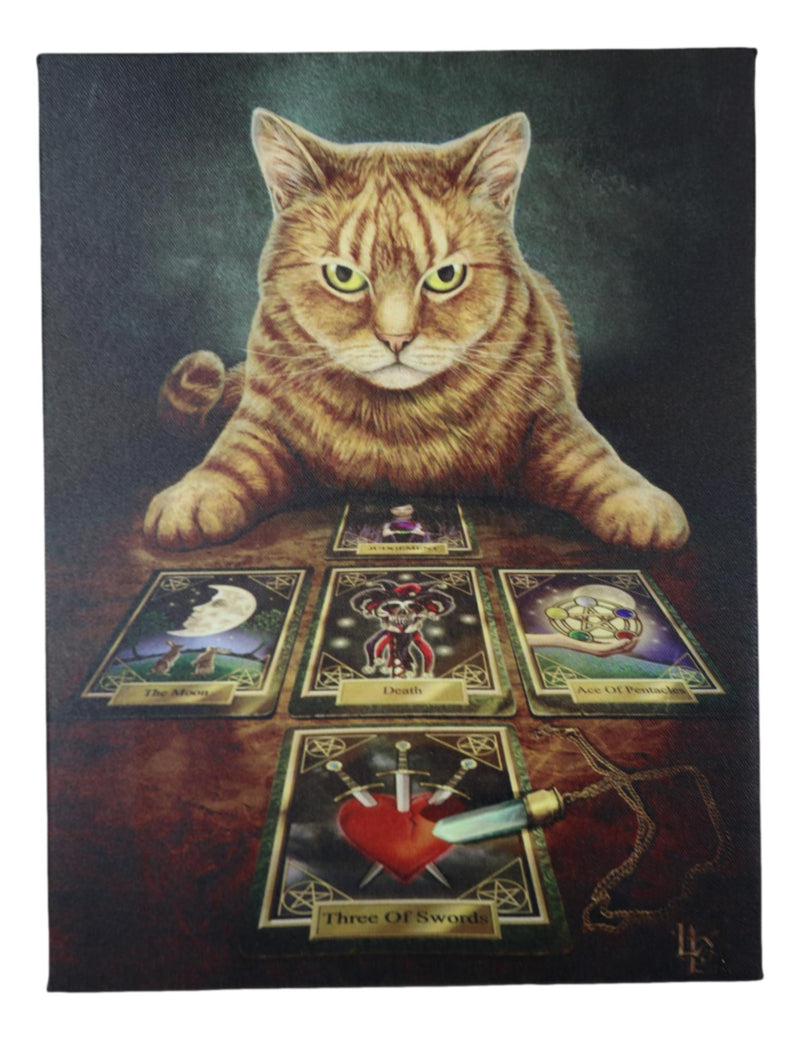 The Reader Fortune Teller Witching Cat With Tarots Wood Framed Canvas Wall Decor