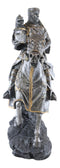 Medieval Fleur De Lis French Knight With Dragon Helmet On Armored Horse Statue