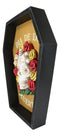 Dia De Muertos Tattoo Skull With Red And Yellow Flowers In Coffin Wall Decor