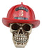 Realistic Fireman Skull With Number 3 Fire Department Hat Helmet Figurine 7"Long