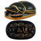 Egyptian Black Gold Scarab Amulet With Hieroglyphs Statue Symbol of Rebirth 3"L