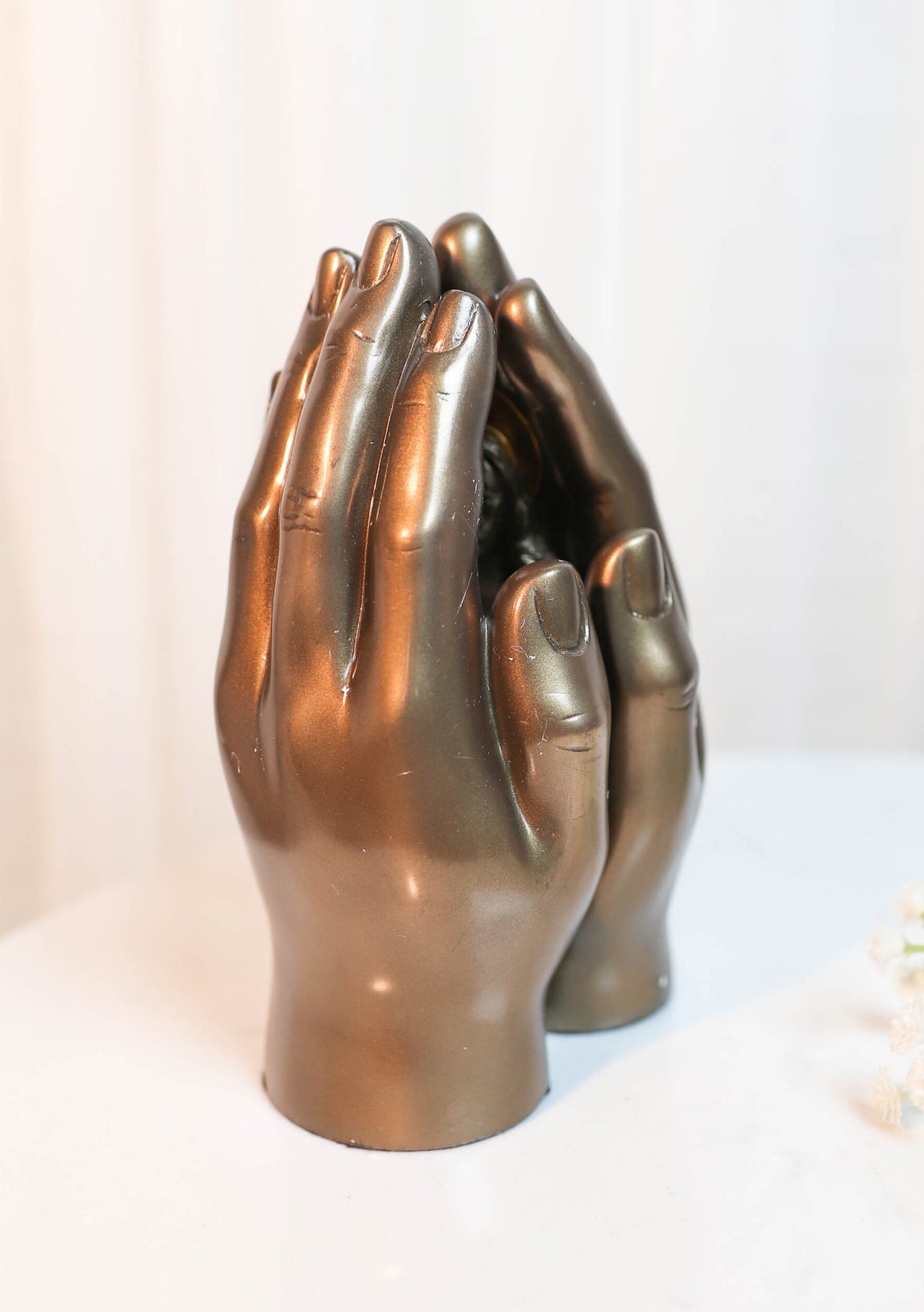 Sacred Hearts Prayer Hands Diptych Jesus and Mary Figurine 6.75 Inch Statue