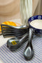 Ebros Pack Of 10 Artistic Semi Shiny Gunmetal Black Ceramic Zen Ladle Hook Soup Spoons