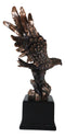 Large Majestic Bald Eagle Landing On Cliff Rock Bronze Electroplated Figurine