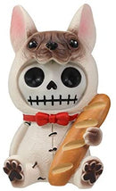 Ebros Furrybones French Bulldog With Baguette Bread Skeleton Statue Toy Furry Bones