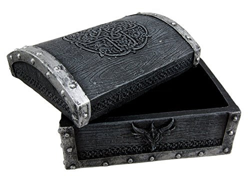 Ebros Medieval Fantasy Celtic Crucible Crest Dragon Decorative Box Figurine 4.75" Long