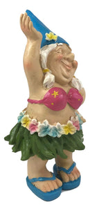 Ebros Free Spirited Hippie Hawaii Themed Vacation Fairy Garden Mrs Hula Bikini Gnome Figurine 6" Tall DIY Mrs Lady Gnomes Collection Statue Home Decor