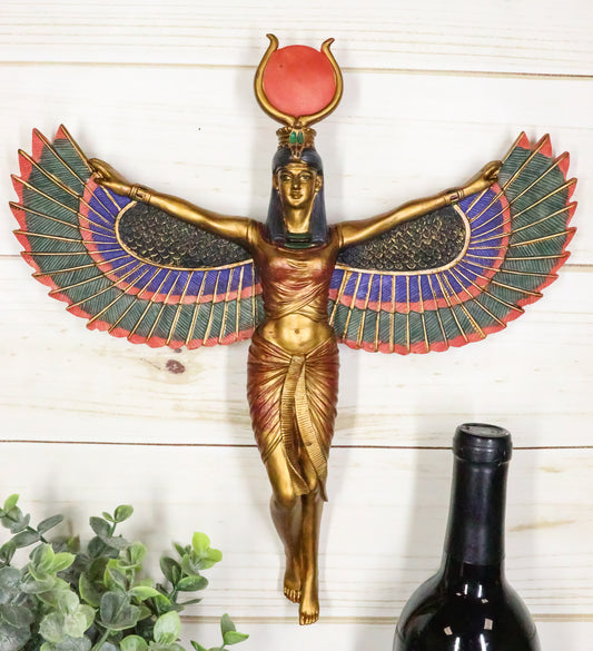 Ancient Egyptian Goddess Isis With Open Wings Wall Decor Isis Ra Deity Plaque - Ebros Gift