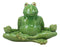 Ebros 11.5" Wide Lotus Dreams Ceramic Whimsical Meditating Yoga Green Frog Home and Garden Statue Zen Inner Peace Frogs Decorative Sculpture Accent - Ebros Gift