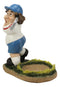 Cartoon Fat Golfer At Golf Driving Range Swinging Club Wine Holder Figurine