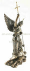 Ebros 12.25 Inch Saint Michel Killing a Demon Bronze Finish Statue Figurine - Ebros Gift