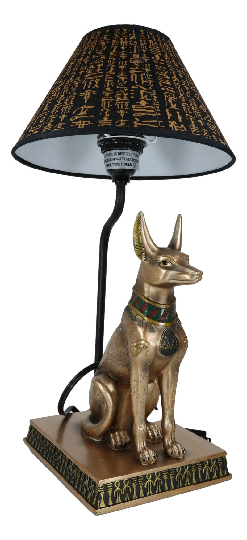 Bronzed Egyptian God Of Afterlife Death And Mummies Anubis Table Lamp Statue