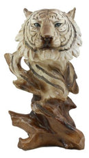 Ebros Faux Wood Large Tundra Forest Wildlife Siberian White Tiger Bust 11" Tall