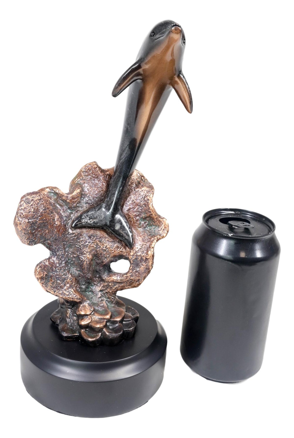 Marine Sea Dolphin Jumping Out Of Water Bronze Electroplated Resin Figurine - Ebros Gift