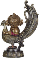 Ebros Hindu Elephant God Lord Ganesha on Peacock Lord of Success Figurine Statue