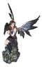 Necromancy Gothic Black Fairy With Raven Crow Sitting On Rock Figurine 15.25"H