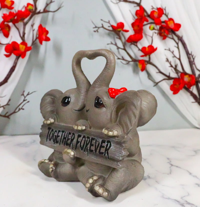 Ebros Together Forever Anniversary Elephant Couple With Heart Shaped Trunks Statue