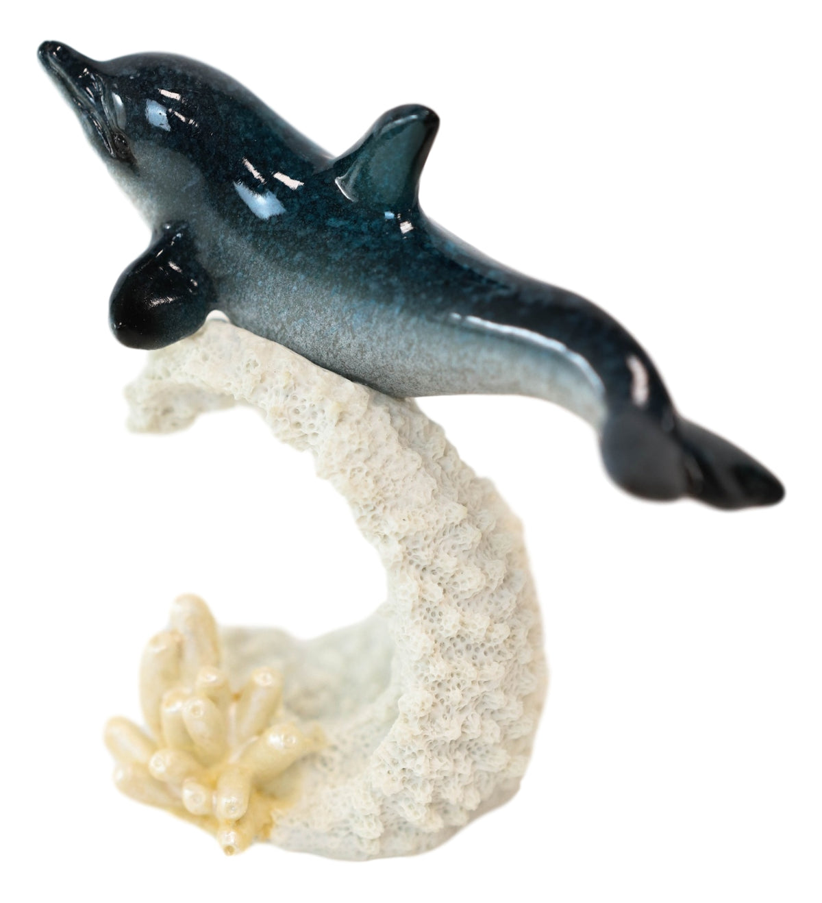 Ocean Marine Sea Life Bottlenose Dolphin Rising Over Wave Decor Figurine 4.25"H