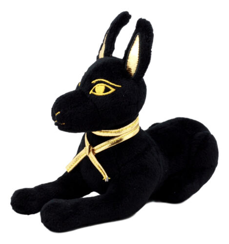 Ebros Small Black & Gold Egyptian God Of Afterlife Anubis Dog Plush Toy Soft