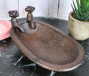 Cast Iron Rustic Bronze Bathtub With 2 Spouts Miniature Replica Dish Tray 6"L