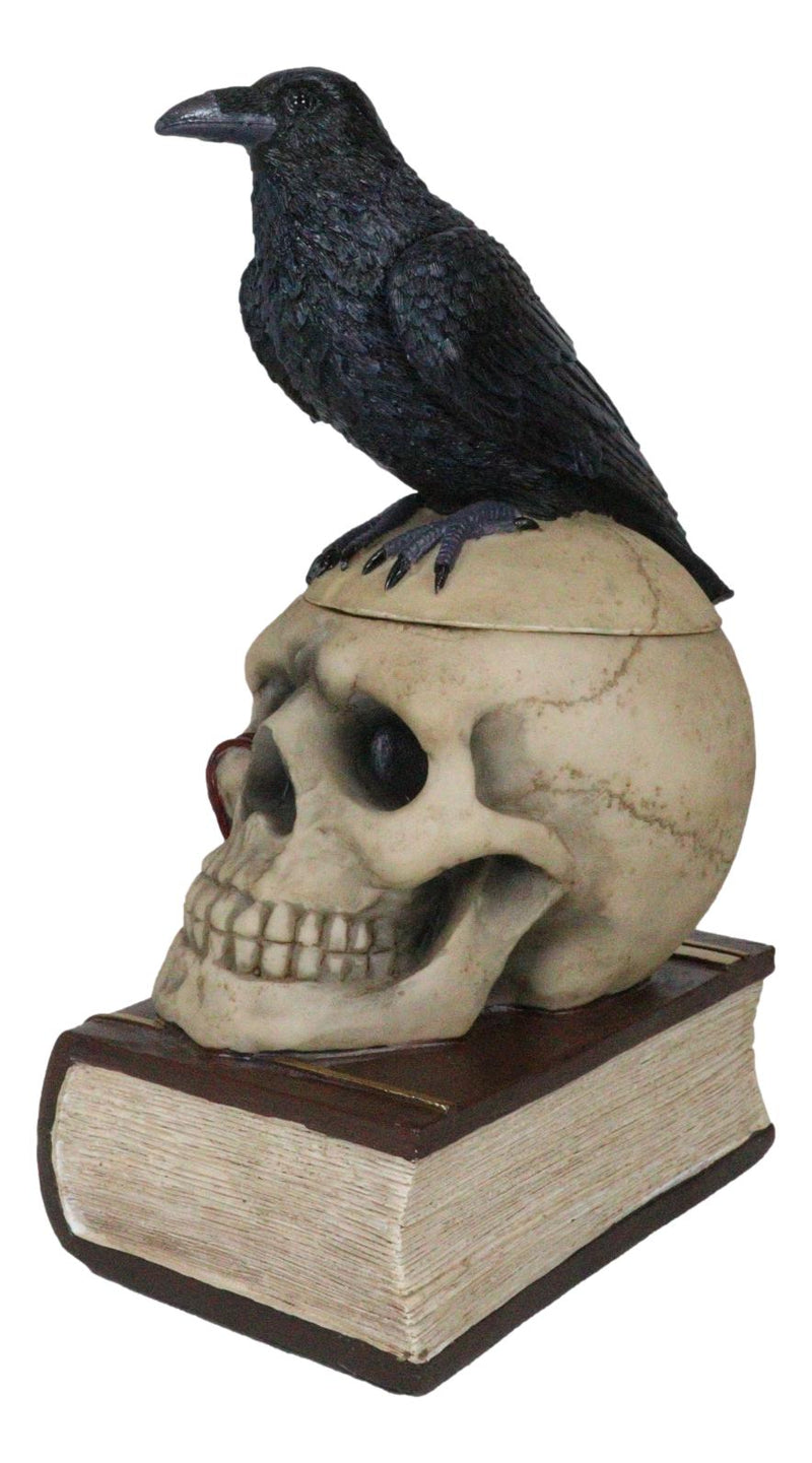Gothic Crow Perching On Books And Skull With Plucked Eye Decorative Jewelry Box