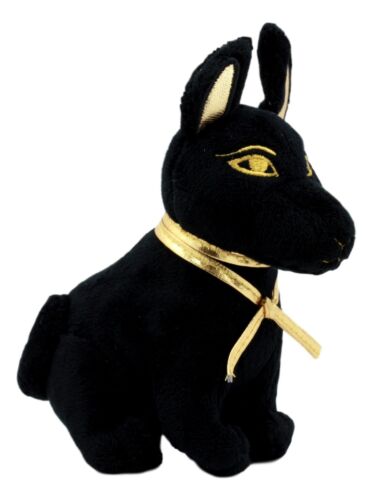 Ebros Small Black & Gold Egyptian Anubis Dog Plush Toy Soft Doll God of Afterlife Jackal Collectible 6" H - Ebros Gift