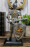 Medieval Swordsman Knight Of Lyon Figurine 8.5"H Suit of Armor Coat Of Arms Lion