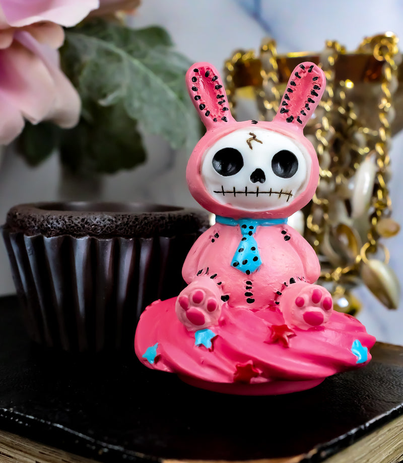Furry Bones Voodoo Pink Bunny Rabbit Skeleton On Chocolate Cupcake Jewelry Box