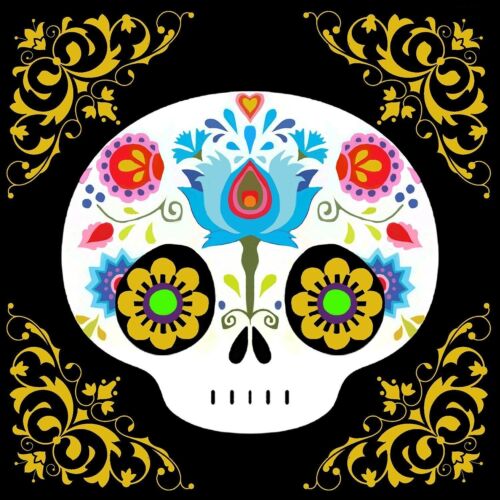 Ebros Calavera Baby Sugar Skulls DOD Ceramic Coaster Set 4 Corked Tiles