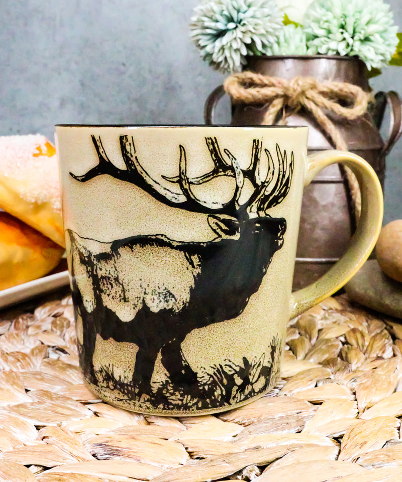 Ebros The Emperor Giant Stag Elk Deer Rustic Drinking Beverage Ceramic Coffee Mug 16oz