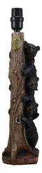 Ebros Rustic Climbing 3 Stacked Black Bear Cubs Getting Honey Table Lamp W/Shade