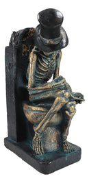Constipated Skeleton With Raven On Graveyard Toilet Bowl Reading Book Figurine