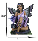 Ebros Tribal Ebony Moth Fairy With Baby Dragon Statue Black African Fairy 5"H