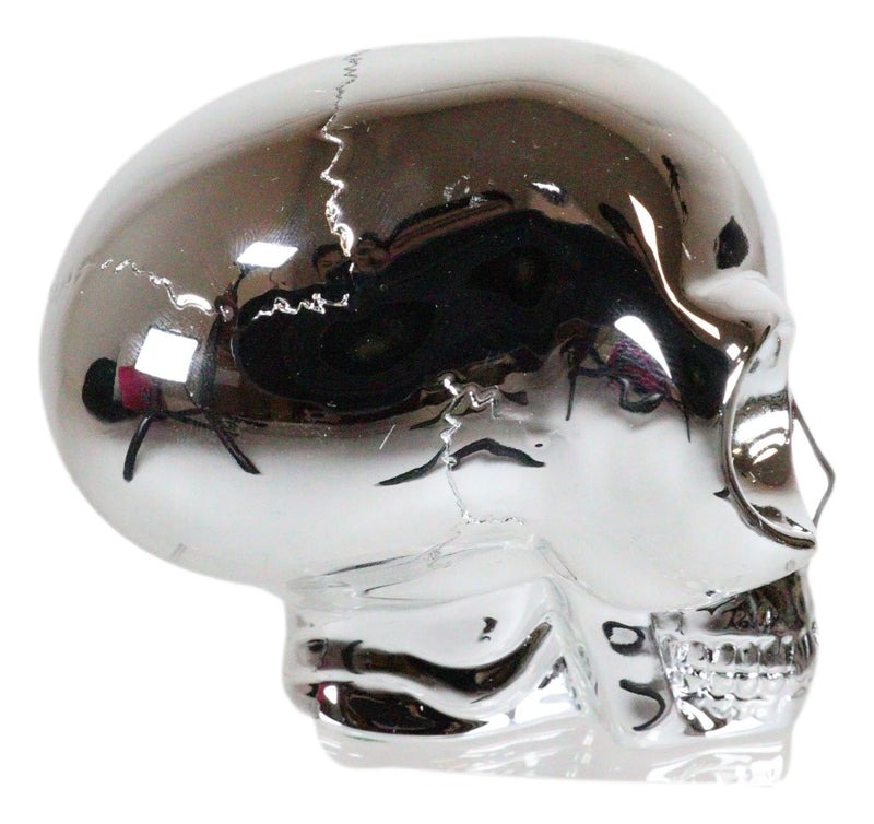 Small Cool Chrome Plated Extraterrestrial ET Alien Skull Figurine Collectible