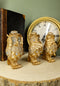 Ebros Golden See Hear Speak No Evil 3 Wise Owls with Royal Crowns and Crystals Figurine Decor Set Wisdom of The Woods Wise Great Horned Owls Collectible Statues