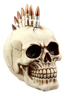 Rebel Bullet Mohawk Punk Skull Figurine Military Rifle Ammo Skeleton Head Decor