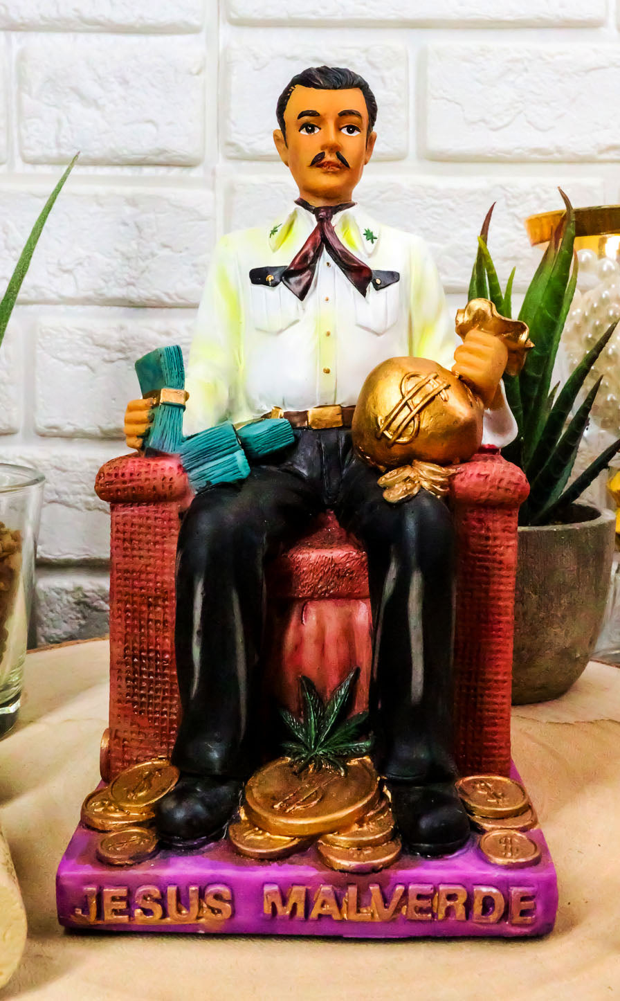 Ebros Gift Jesus Malverde Statue Angel Of The Poor Sinaloa Religious Figurine Mexico Decor 6.25"Tall