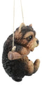 Ebros Teacup Yorkie Puppy Macrame Branch Hanger 5.5"Tall With Jute Strings